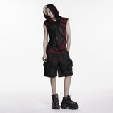 Punk printed hooded T-shirt