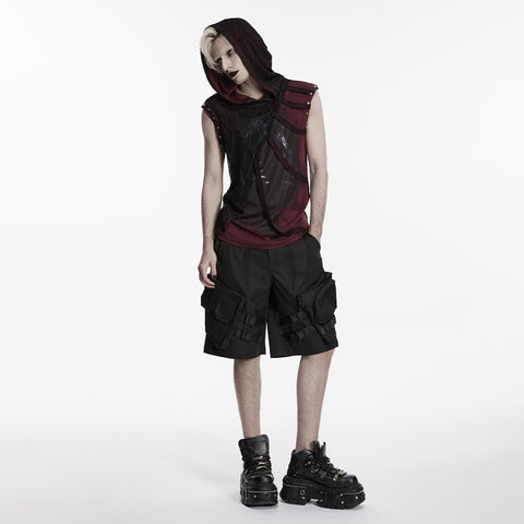 Punk printed hooded T-shirt