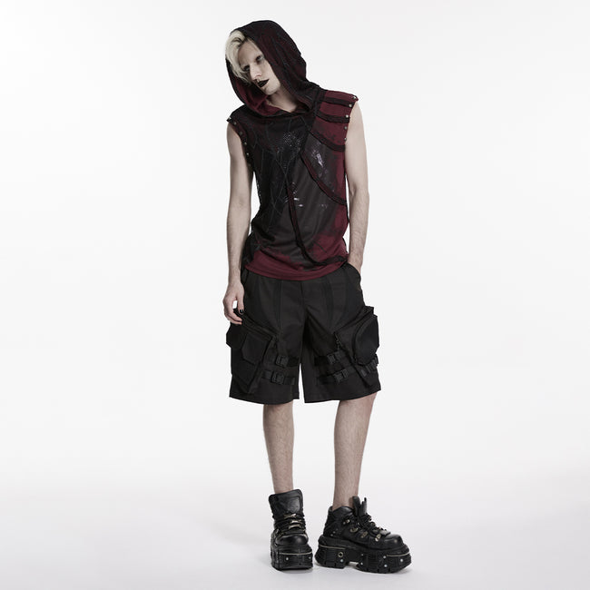 Punk printed hooded T-shirt