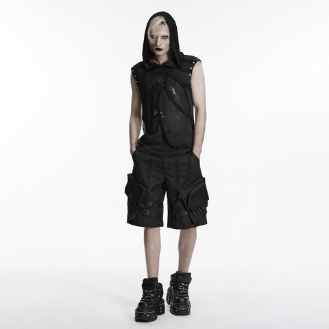 Punk printed hooded T-shirt