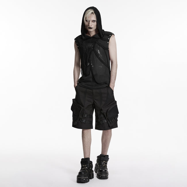 Punk printed hooded T-shirt
