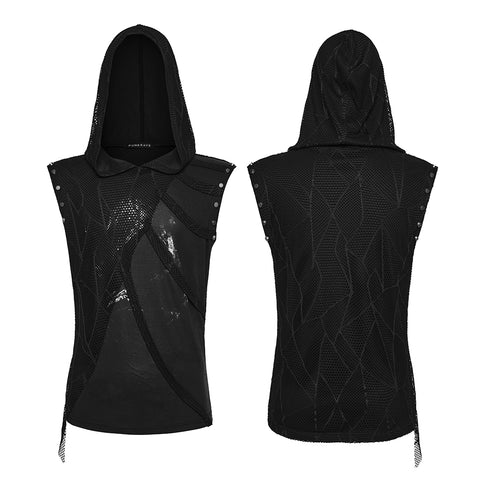 Punk printed hooded T-shirt