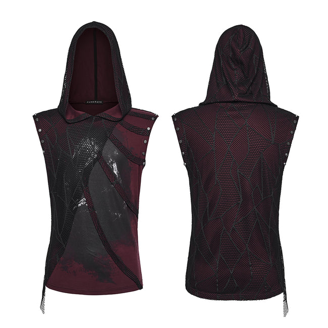 Punk printed hooded T-shirt