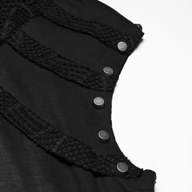Punk printed hooded T-shirt