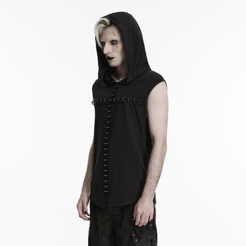 Goth Sleeveless Hooded Dark T-shirt