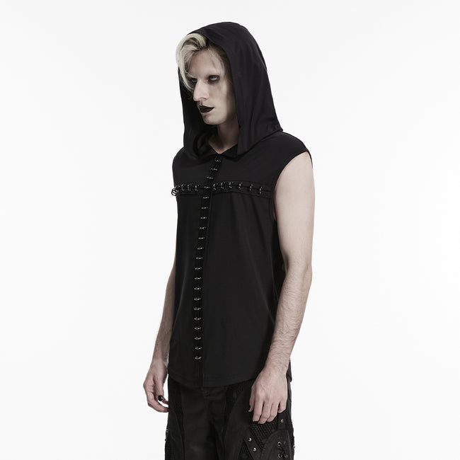 Goth Sleeveless Hooded Dark T-shirt