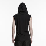 Goth Sleeveless Hooded Dark T-shirt