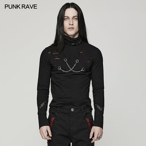 Punk daily stand collar T-shirt