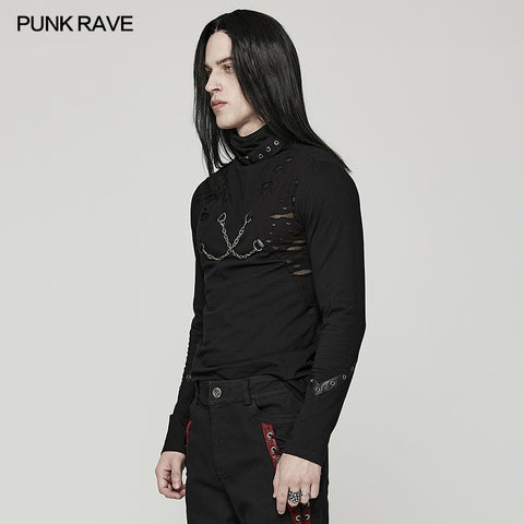 Punk daily stand collar T-shirt