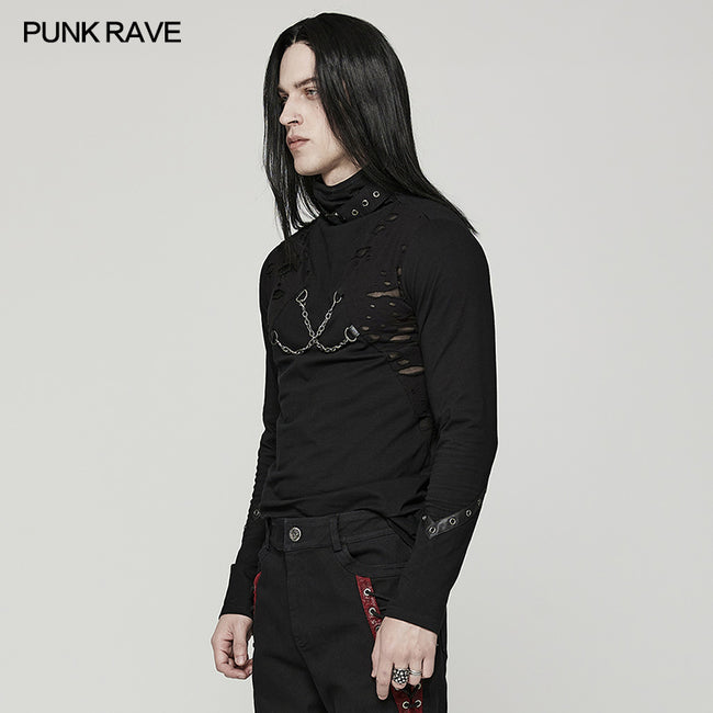 Punk daily stand collar T-shirt