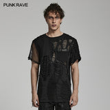Punk ripped mest T-shirt