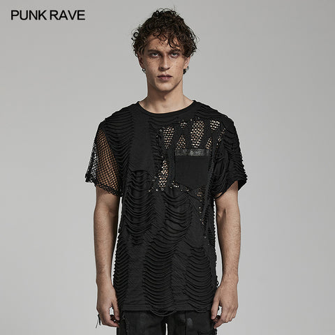 Punk ripped mest T-shirt