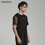 Punk ripped mest T-shirt