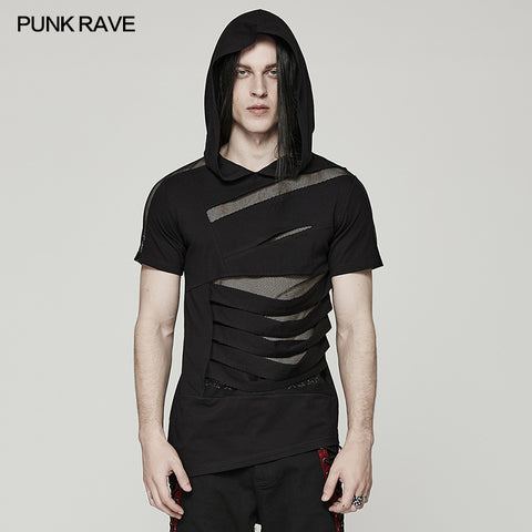 Punk hooded T-shirt