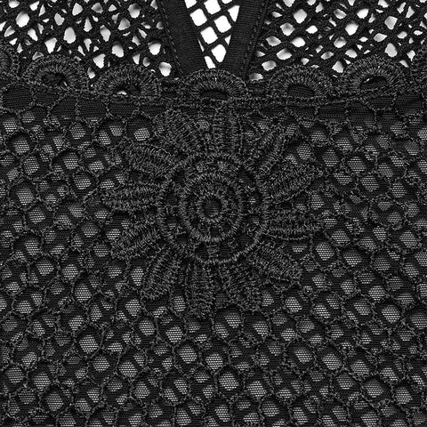Goth Lace Mesh Embroidered Perspective Top