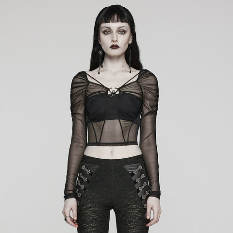 2024 Goth Long Sleeve Mesh T-Shirt
