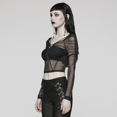 2024 Goth Long Sleeve Mesh T-Shirt