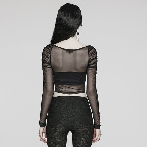 2024 Goth Long Sleeve Mesh T-Shirt
