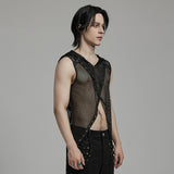 Punk Sexy hollow out hooded vest