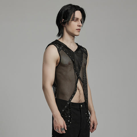 Punk Sexy hollow out hooded vest