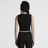 Punk tattered iron ring vest
