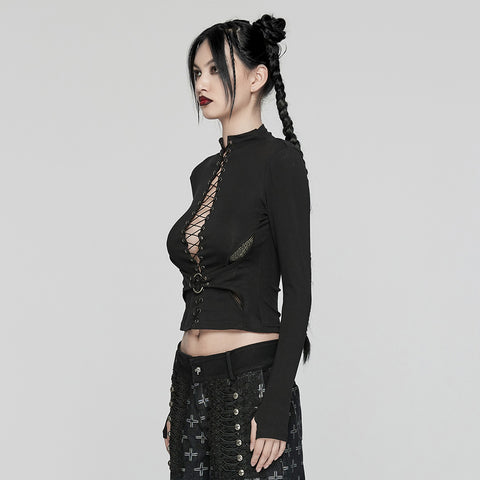 Punk drawstring structure T-shirt