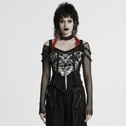 Punk bat skull printed T-shirt