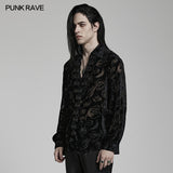 Goth piranha pattern velvet shirt