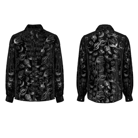 Goth piranha pattern velvet shirt