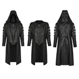 Punk distressed hooded hollow long coat