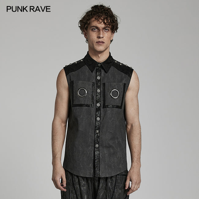 Punk checkerboard sleeveless shirt