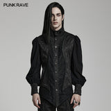 Goth lantern sleeve stand collar shirt