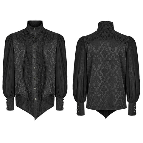 Goth lantern sleeve stand collar shirt