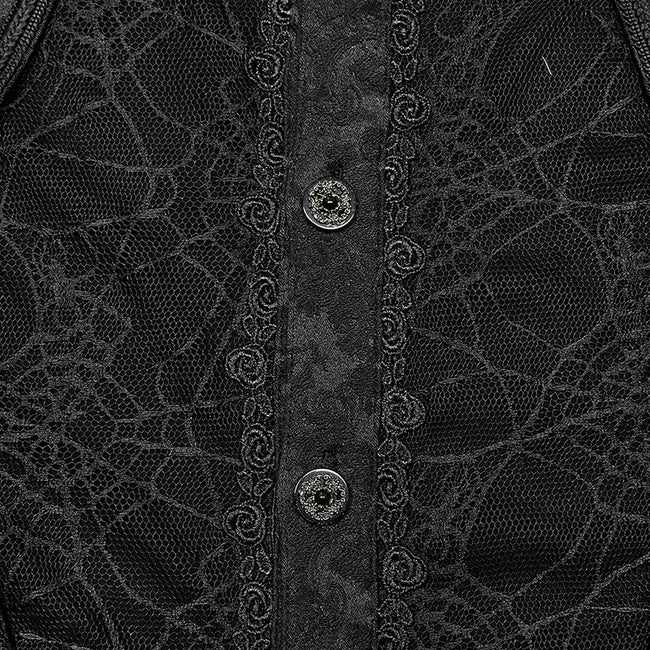 Goth lantern sleeve stand collar shirt