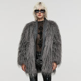 Untrimmed faux fur coat