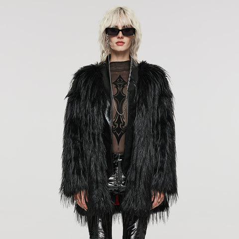 Untrimmed faux fur coat