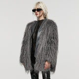 Untrimmed faux fur coat