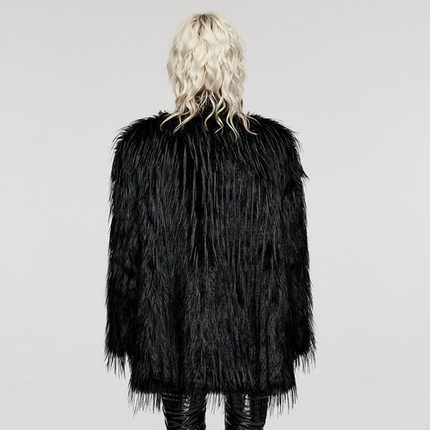 Untrimmed faux fur coat