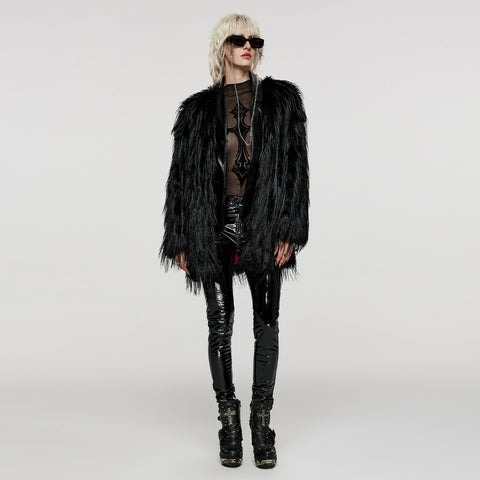 Untrimmed faux fur coat