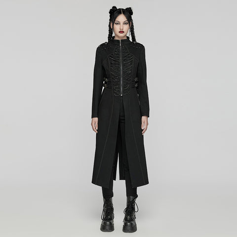 Punk denim chain long jacket