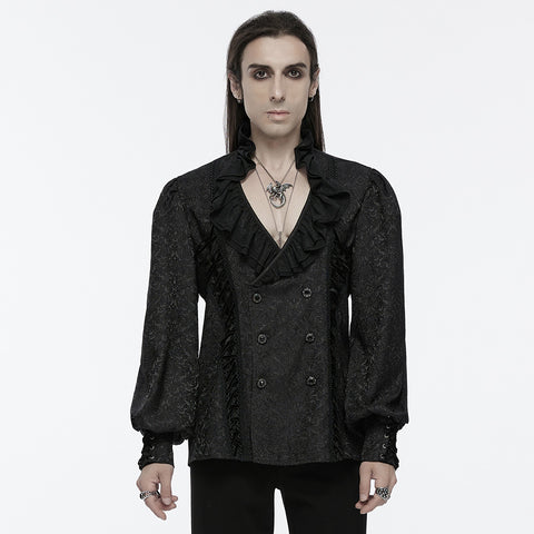 Jacquard Ruffled Collar Shirt