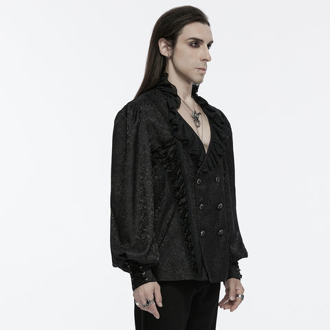 Jacquard Ruffled Collar Shirt