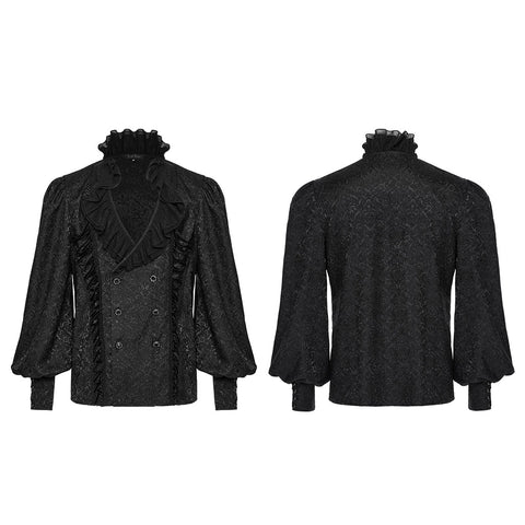 Jacquard Ruffled Collar Shirt