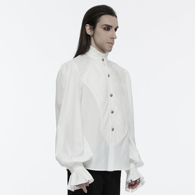 goth dress shirt Men's Gothic Button Up Punk Chain Shirt