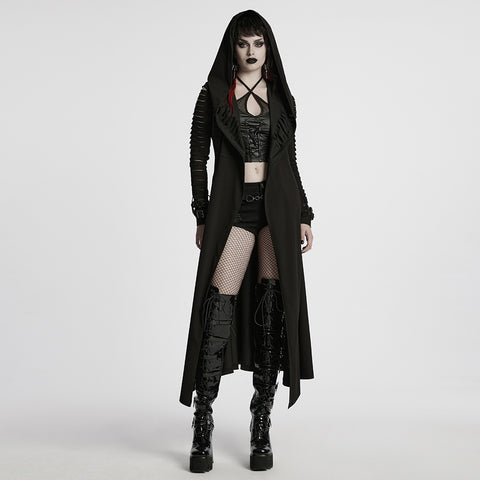 Punk hooded cut washed jacket
