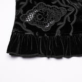 Retro embroidered velvet shirt