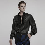 Goth stand up collar dark rose shirt