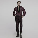 Goth stand up collar dark rose shirt