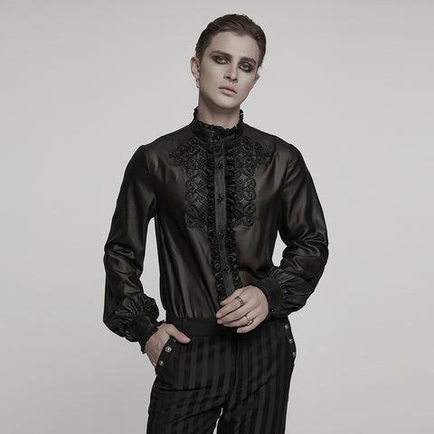 Goth glossy chiffon gemstone shirt