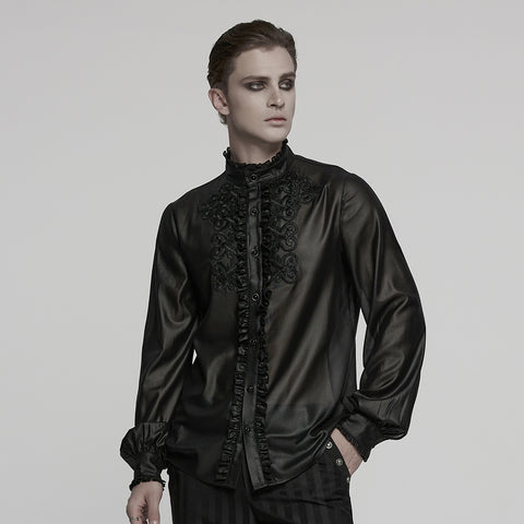 Goth glossy chiffon gemstone shirt